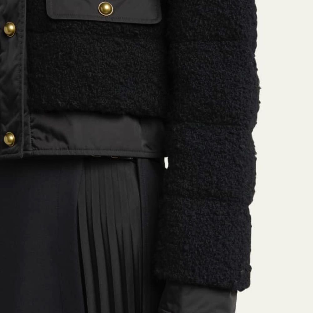 Moncler Blandy Tweed Short Down Jacket Black Size Small NWT - Picture 6 of 6